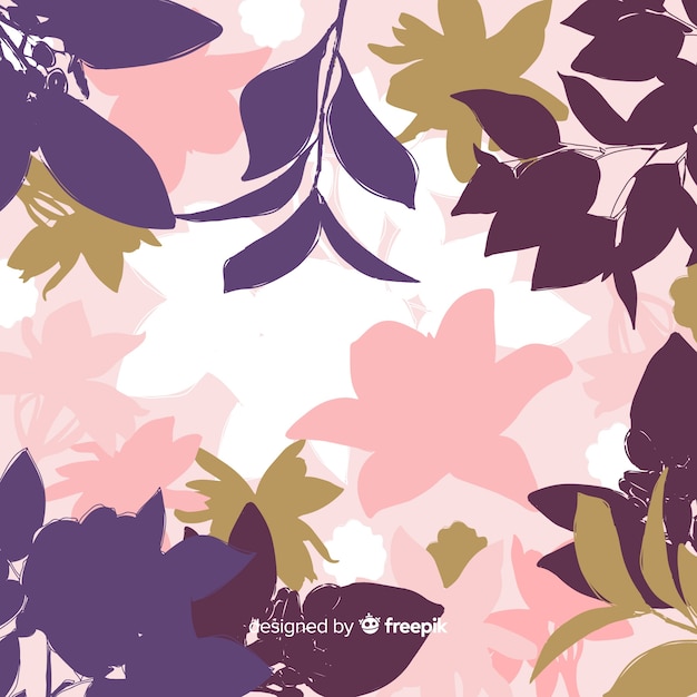 Background of colorful floral silhouettes