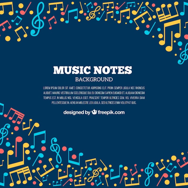 Background of colorful musical notes 