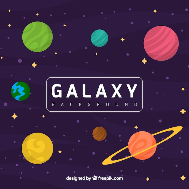 Free vector background of colorful planets and stars