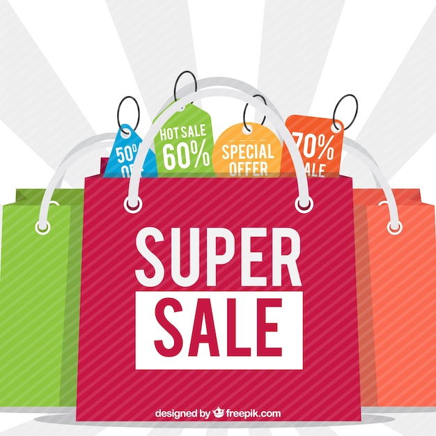 Free vector background of colorful sale bags