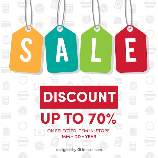 Background of colorful sale labels