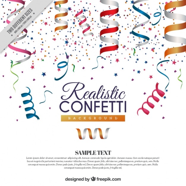 Free vector background of confetti and colored realistic streamer