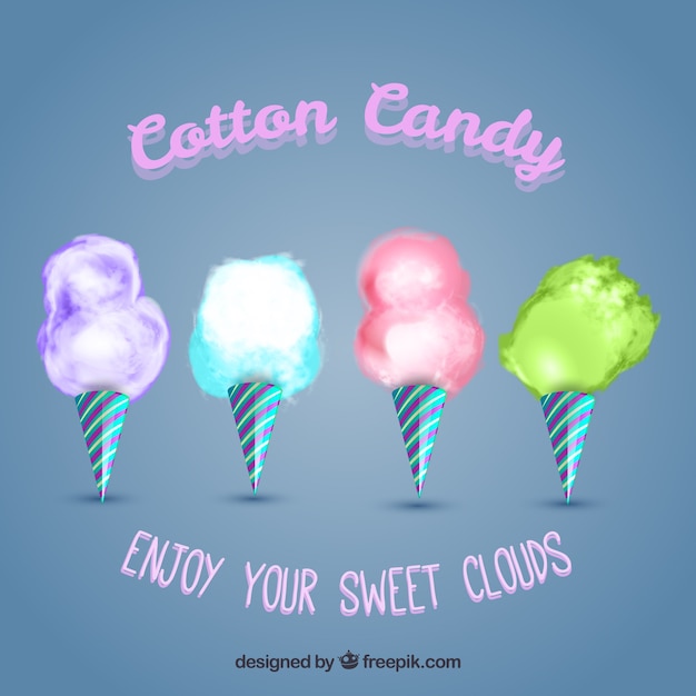 Free vector background of cotton candy with phrase