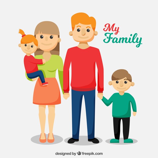 Background of cute family in flat design
