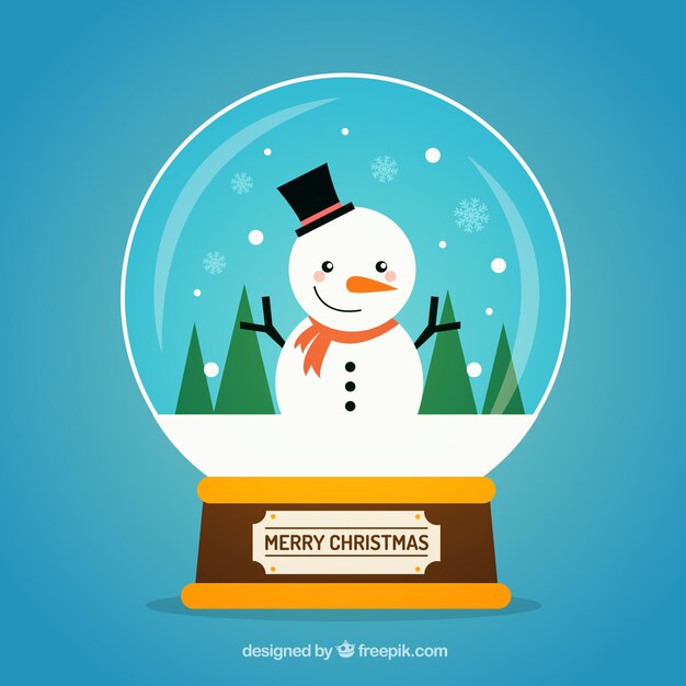 Background of cute snowglobe with nice snowman