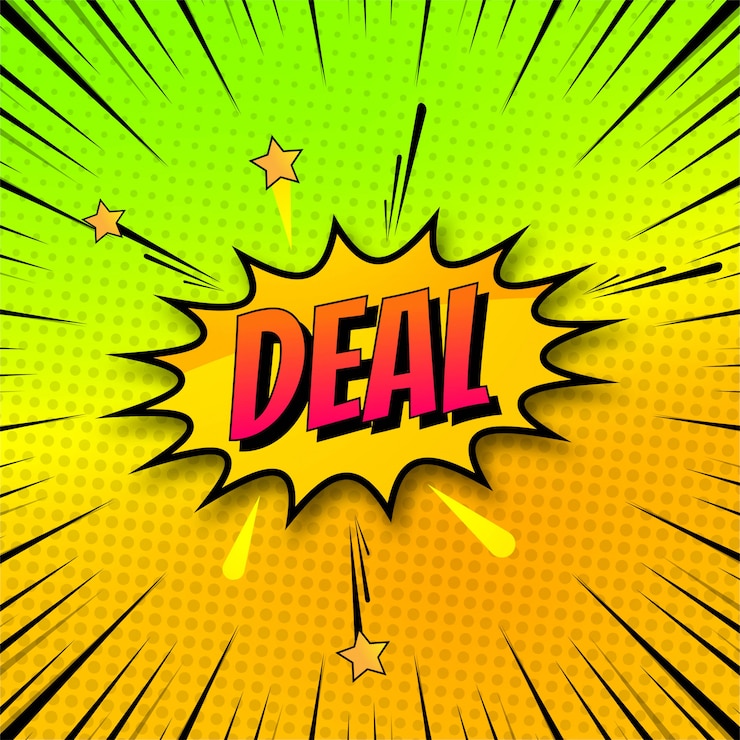 Free Vector background of deal in comic style pop art design