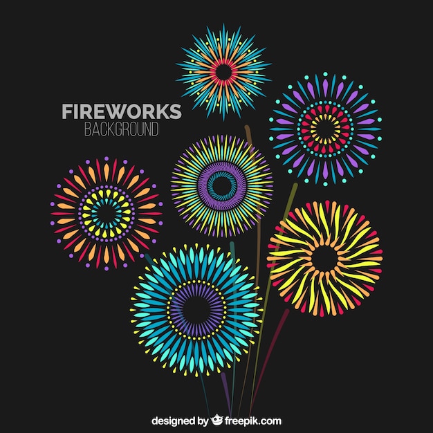 Free vector background of decorative artificial rockets in flat design