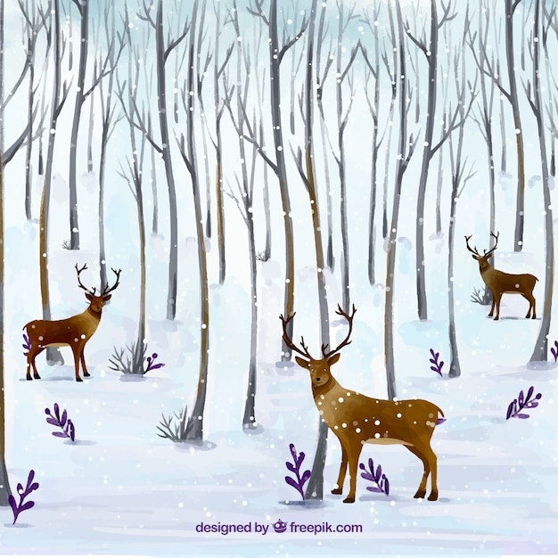 Free vector background of deer in the forest
