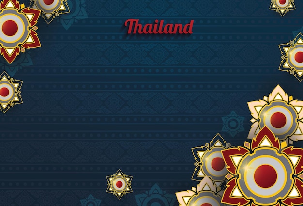 Vettore gratuito elementi di design di sfondo linea tailandese sfondo del modello tailandese arte tailandese e banner di lusso in stile asiatico con decorazione a cornice