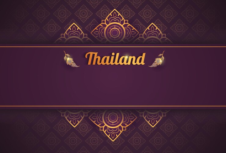 Free Vector background design elements line thai thai pattern background thai art and asian style luxury banner with frame decoration