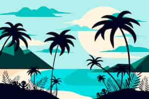 Free vector background design palm silhouettes