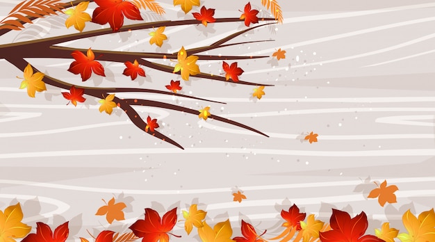 Free vector background design template with falling leaves