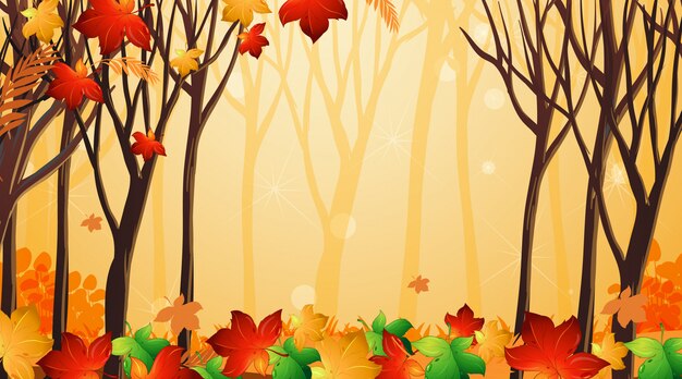 Background design template with leaves and trees