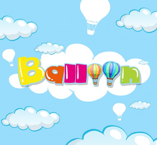 Background design with balloon in blue sky