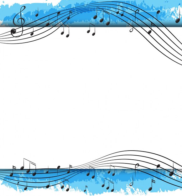 Background design with musical notes on scales