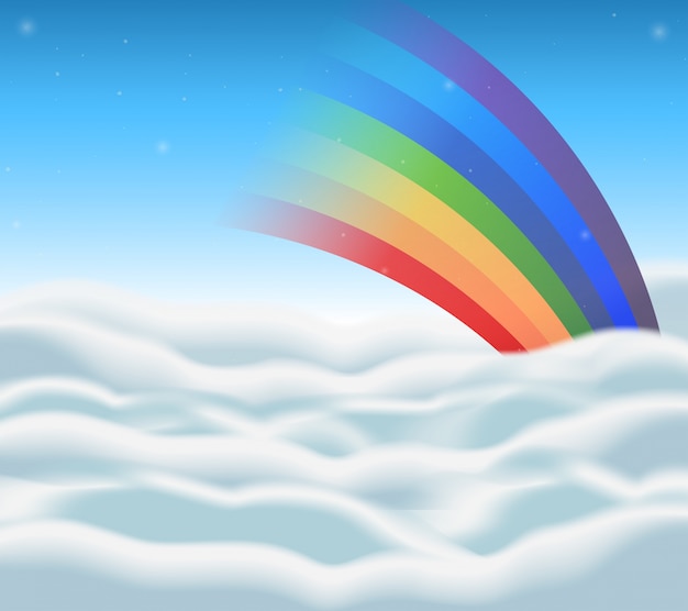 Vettore gratuito disegno di sfondo con arcobaleno nel cielo