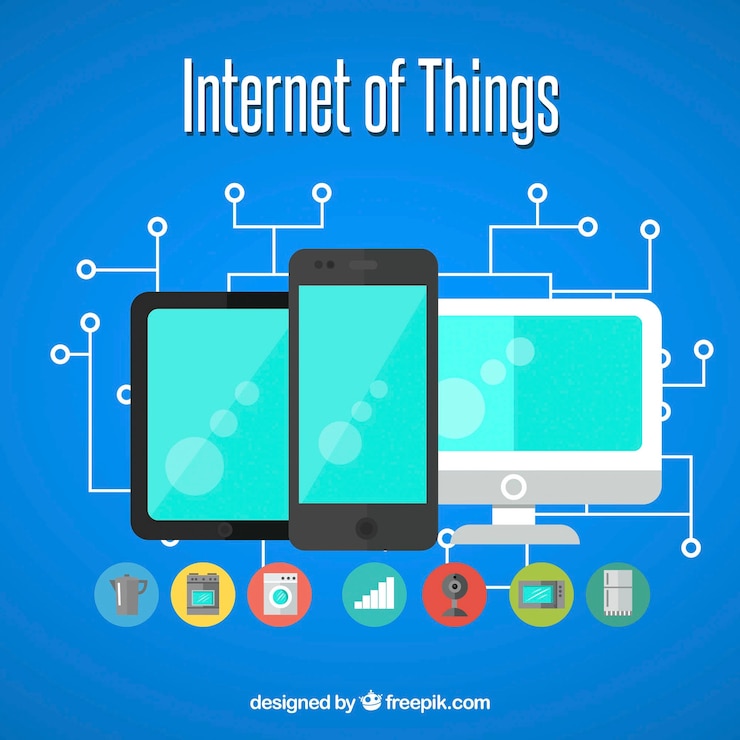 Free Vector background of devices connected to the internet