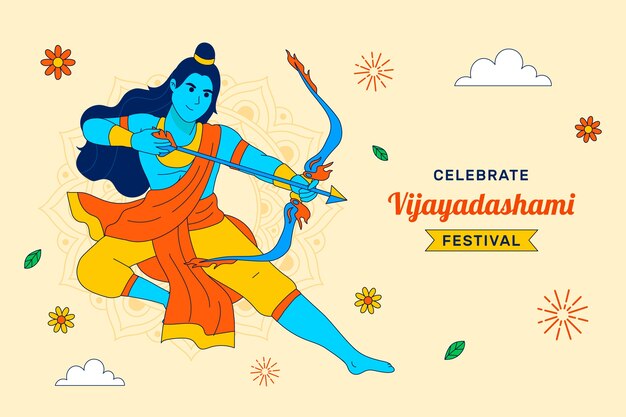 Vettore gratuito sfondo per la celebrazione del festival di dussehra