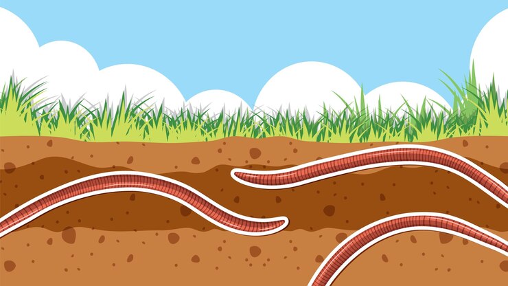 Free Vector background of earthworm in soil