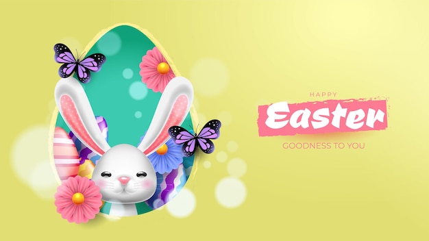 Background for easter with a funny rabbit