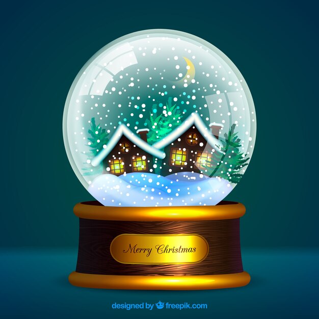 Background of elegant snowglobe with houses 