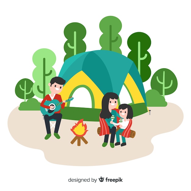 Free vector background family camping