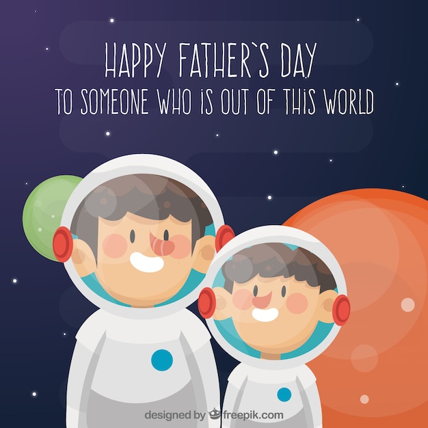 Free vector background of father and son astronauts