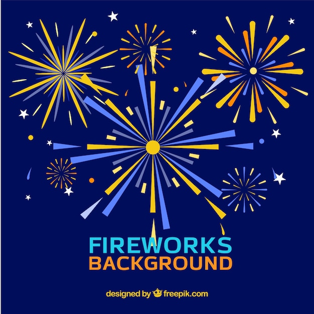 Free vector background of fireworks in flat design