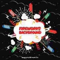 Free vector background of fireworks and rockets