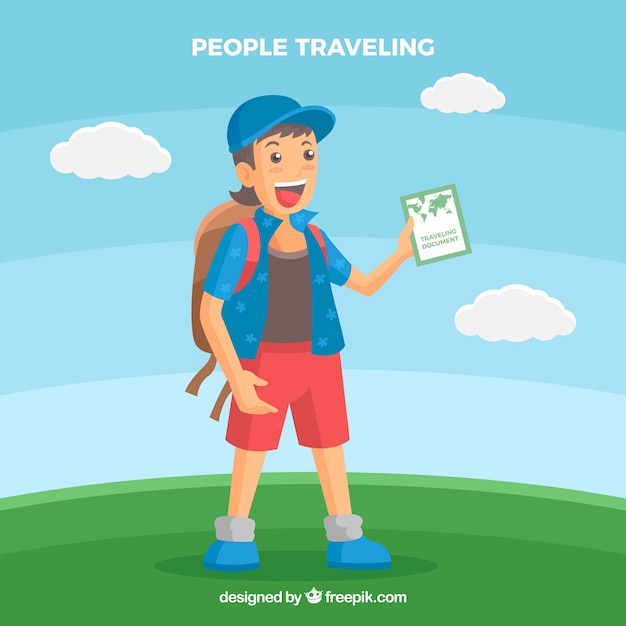 Background in flat design people travelling