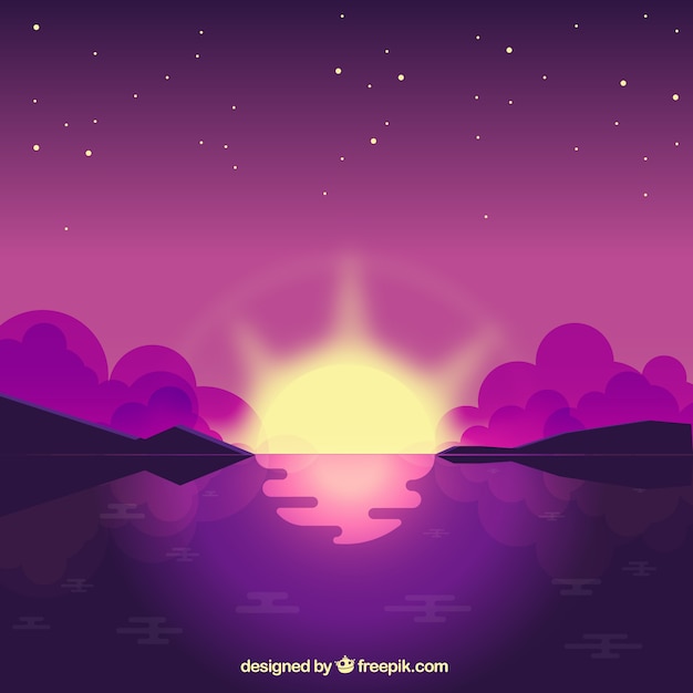 Free vector background of flat landscape in purple tones