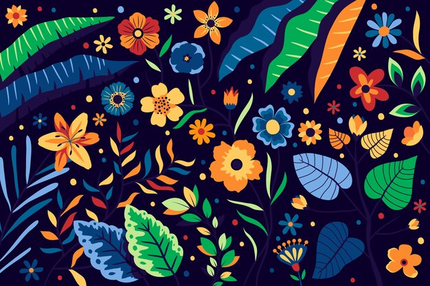 밝고 화려한 꽃 배경 꽃 패턴