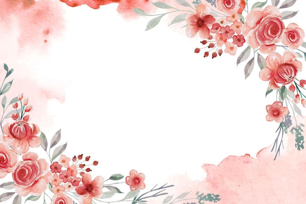 Free vector background flower red watercolor with white space