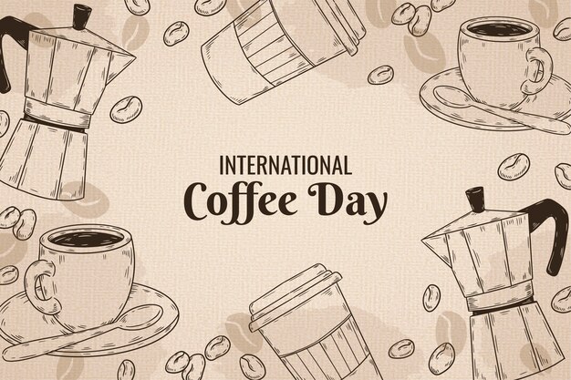 無料ベクター 国際コーヒーデーのお祝いの背景