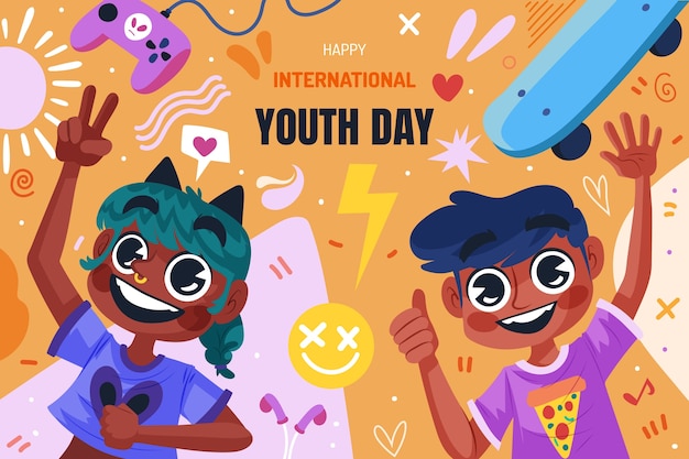 Бесплатное векторное изображение Фон для празднования международного дня молодежи
