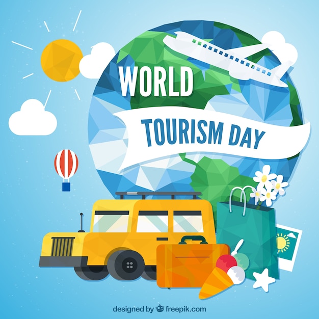 Бесплатное векторное изображение Фон для мирового туризма день в многоугольной стиле
