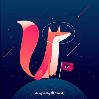Background of funny astronaut fox