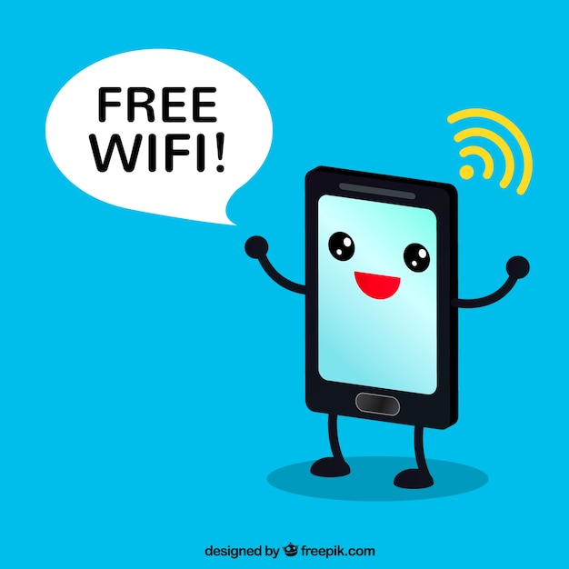 Free vector background of funny mobile with wifi
