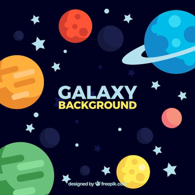 Background of galaxies in flat design