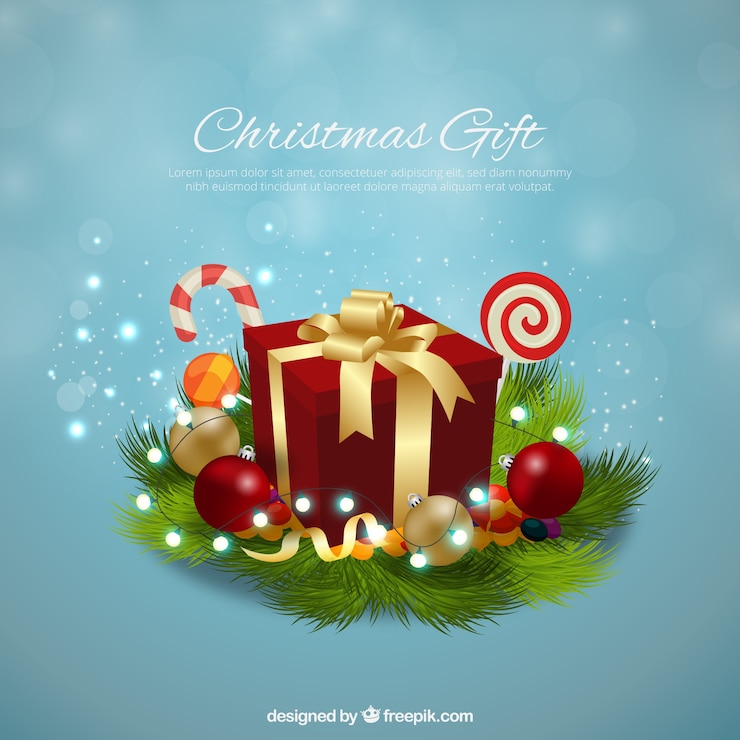 मुफ़्त वेक्टर background of gift box with christmas elements