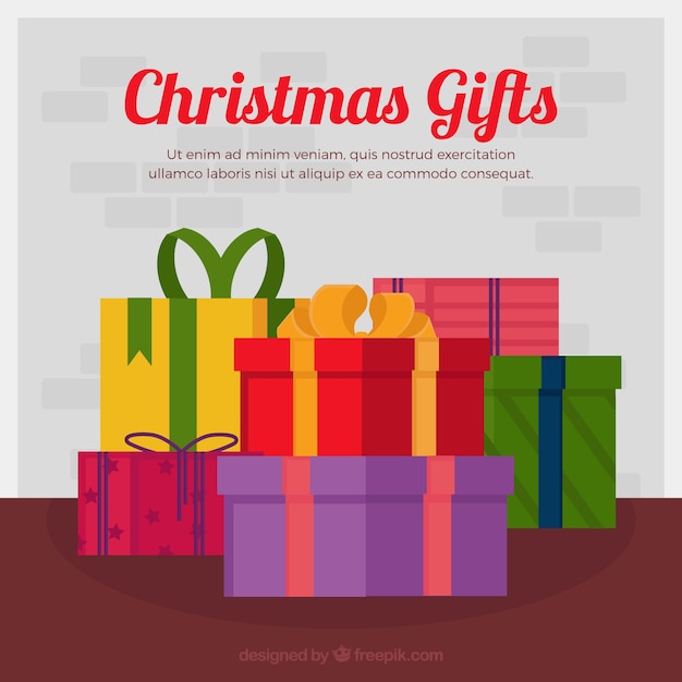 Background of gift boxes in flat design