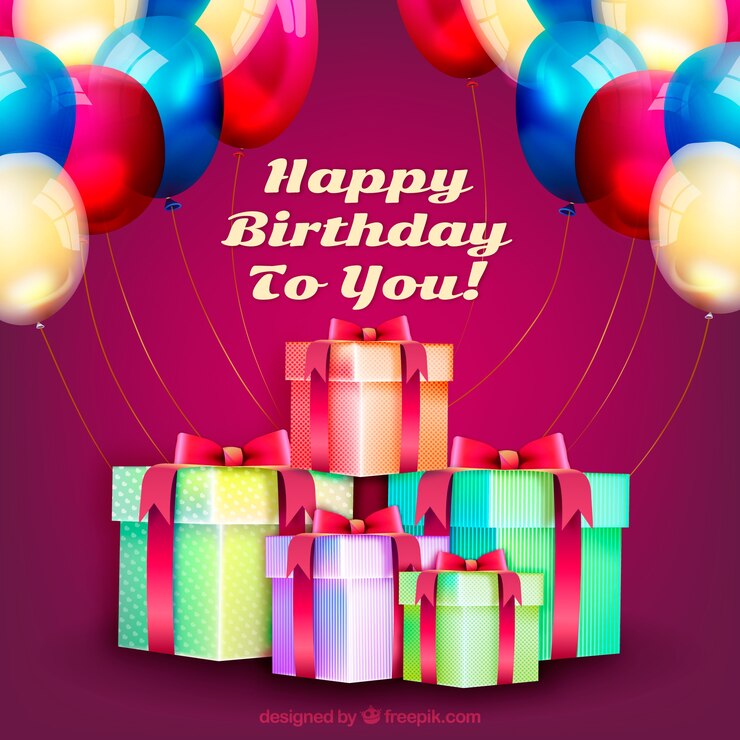 मुफ़्त वेक्टर background of gifts with colorful balloons