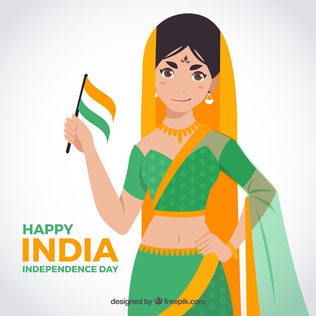 인도 독립 기념일을 축 하하는 여자의 배경
