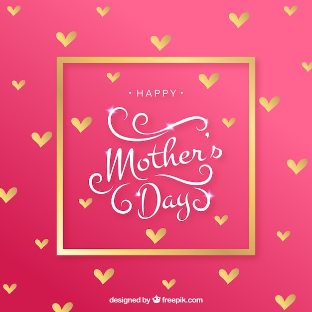 Free vector background of golden hearts of mother's day