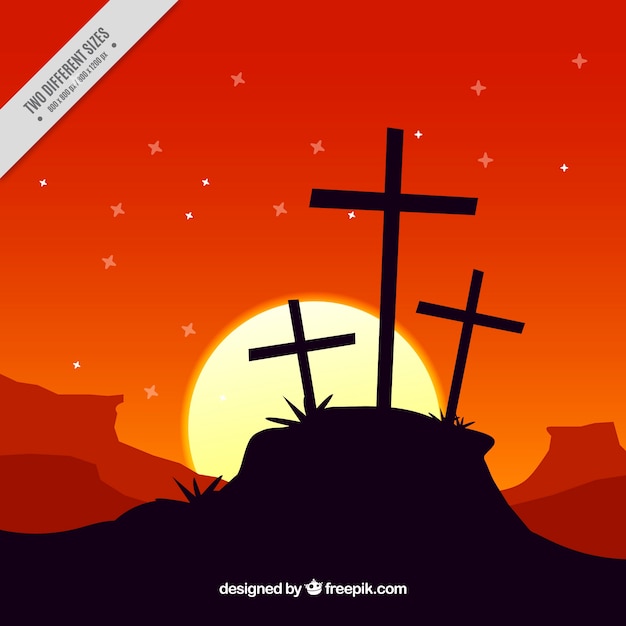 Background of Good Friday landscape at sunset