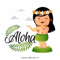 Free vector background of graceful hawaiian doll