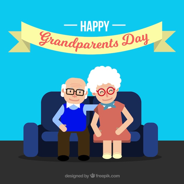 Free vector background of grandparents sitting on sofa