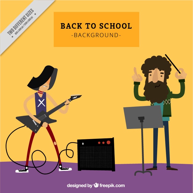 Free Vector background of guy playing guitar