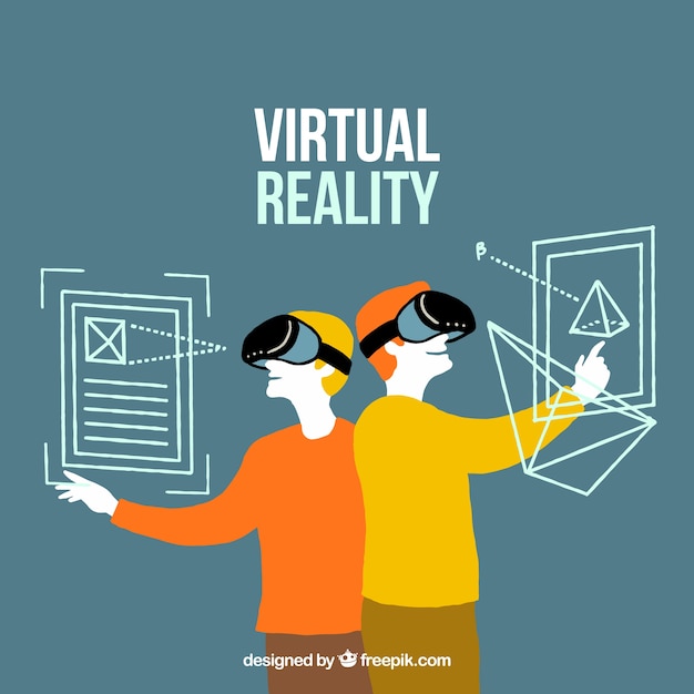 Free vector background of guys playing virtual reality