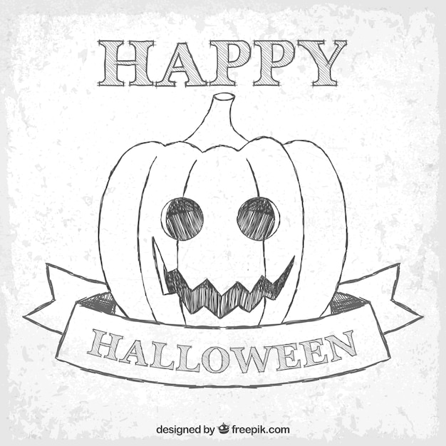 Free Vector background of halloween pumpkin sketch 